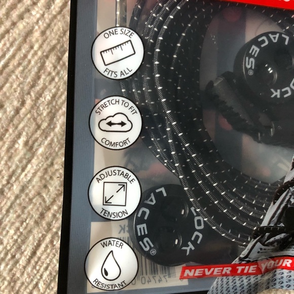 NEW! Lock Laces The Original Elastic No-tie Laces Black - Picture 3 of 3